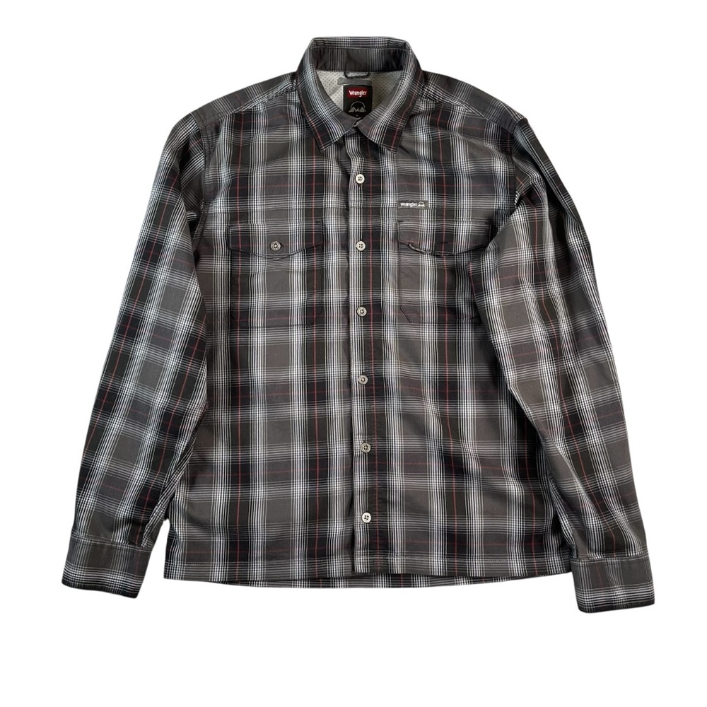 Wrangler Men's Long Sleeve Black/Grey Button Down Collared Regular Fit Size M